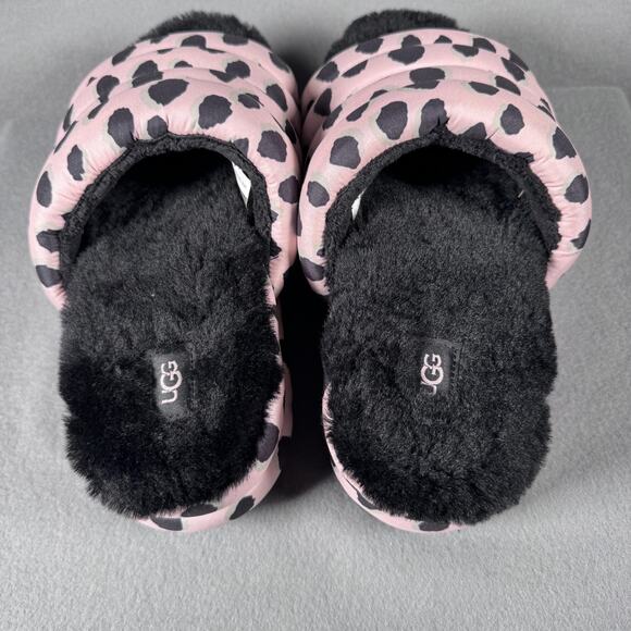 UGG Oh Yeah Slide Leopard Pink Black Shearling SandalsFur Lined‎ Womens Shoes 10 - Picture 8 of 12